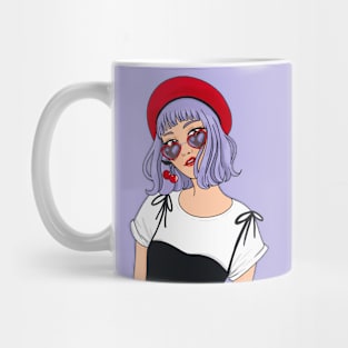 Hipster Girl with Heart-Shaped Glasses Mug